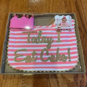 Mud Pie Birthday Bib with Matching Crown New in Box